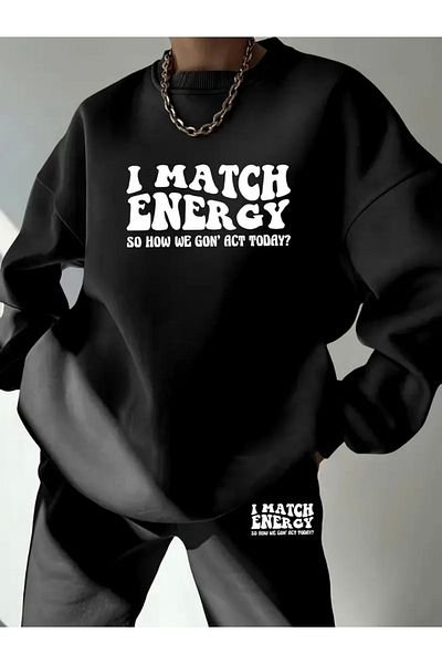FUFLUNS I Match Energy Printed Unisex Oversize Circle Neck Bottom/Upper Tracksuit Set