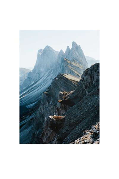 OEM Pictură pe pânză: Zbor peste vârfuri stâncoase albe, măreție, munți, răsărit de soare, natură, alpinism, peisaje serene