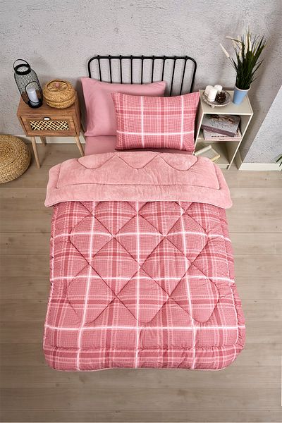 Sudemhome Single Welsoft Sleeping Set Double Sided Wellsoft Fluffy Fleece Quilt and 100X200 Elastic Sheet