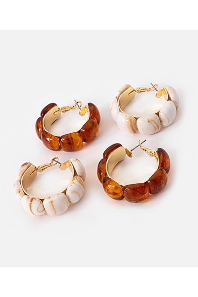 İpekyol Reçineli halka küpe seti