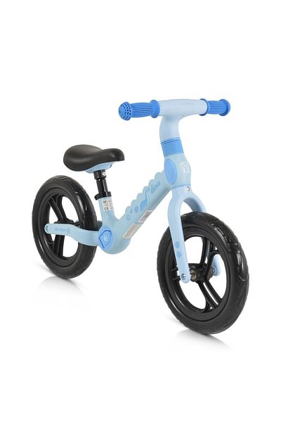 byox Dino Blue 12 inch children's bike without pedals, with adjustable saddle, EVA foam tires, support for