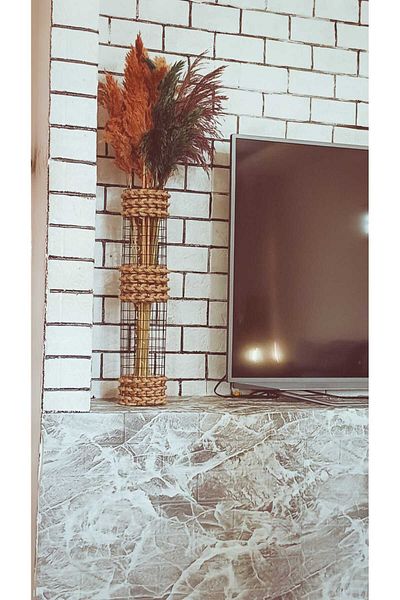 zelmur Wicker Pampas Vase Three Weave 60 cm