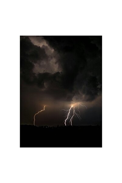 OEM Tablou pe pânză - Furtună nocturnă cu fulgere intense, 100x150cm