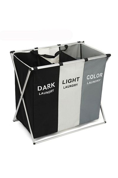 CODE 135L Laundry Basket, 3-Compartment Clothes Sorting Box