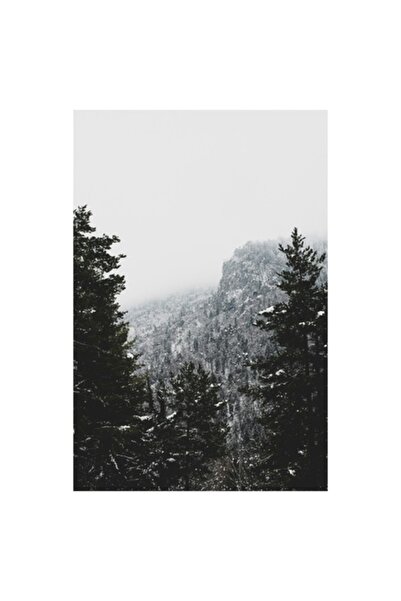 OEM Canvas Painting, Sub cerul alb munte inzapezit, Winter Landscape, 50 x 50 cm