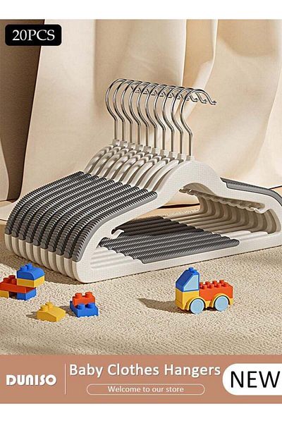 fun zone DUNISO 20 Pack Plastic Baby Hangers, Non-Slip Hangers with 360 Chrome Swivel Hook