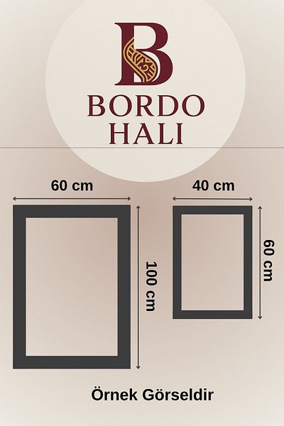 Bordo Halı Water Resistant Digital Printed Bath Mat Set with Non-Slip Base |   Burgundy Carpet 1661