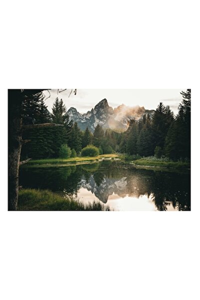 OEM Tablou Canvas, Reflectia muntilor in lac linistit