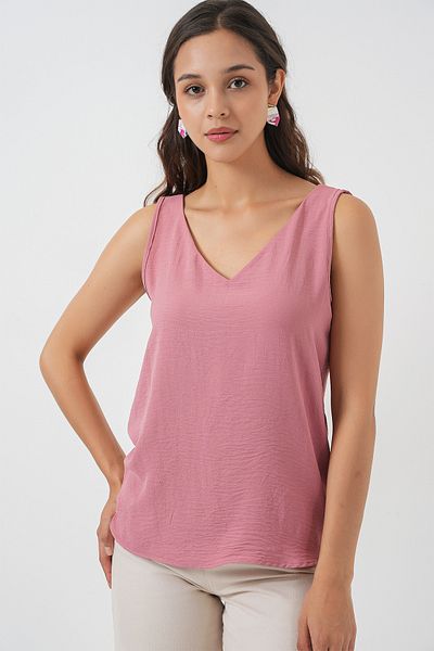 Bigdart V-Neck Zero Sleeve Blouse 950 - Dusty Rose