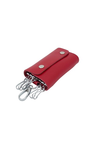 OEM Suport chei, roșu, din piele naturală - PR155, 10 x 6 cm