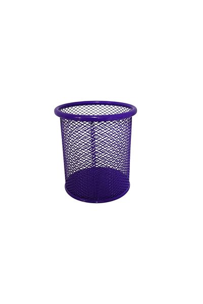 Linea Colorful Round Metal Mesh Pen Holder (Purple)