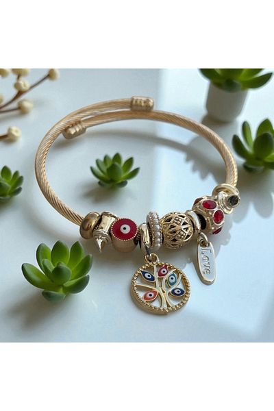 İNN JEWELLERY Steel Handcuff Bracelet with Tarnish-Free Charm and Figure (2 Years Importer Guarantee)