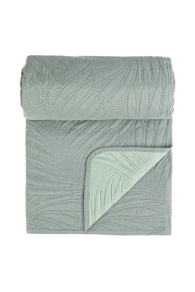 OEM Cuvertura cu doua fete, dimensiune 220x240 cm, model Frunze, Verde menta