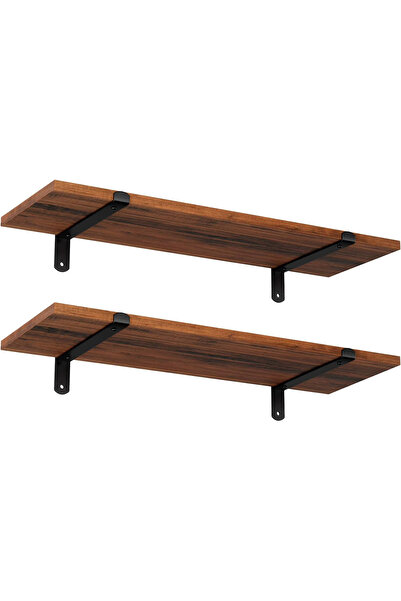 Optim Solution Set of 2 floating wall shelves, MDF vintage wood effect, 60x20 cm, 15 kg/shelf, rustic brow