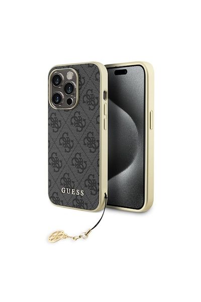 Guess Protective Case for iPhone 15 Pro, Timaconprotect, L54, -Leather, Titanium Grey