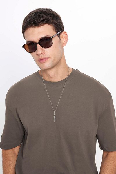 Tudors Unisex Oversize Wide Cut 100% Cotton Soft Textured Basic Crew Neck Smoked T-Shirt
