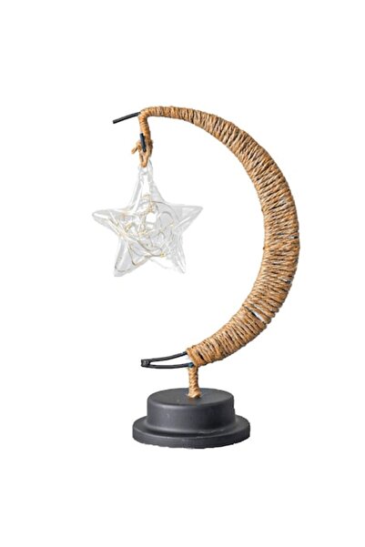 Royal Night Lamp, Semi-Moon with Star, Glass, LED, 28x15 cm, Warm White