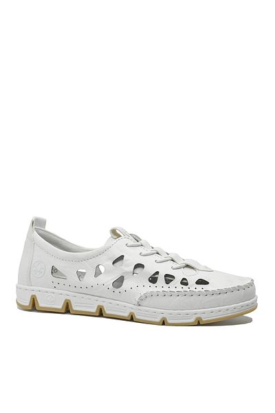 Rieker Women's Moccasins with Cutouts by in White Genuine Leather