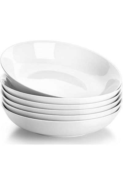 Malacasa Set 6 porcelain deep bowls, white, 1200ml