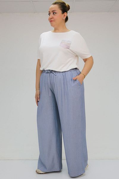 Eslina 59006 Large Size Loose Xons Trousers - Navy Blue