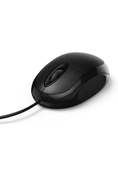 Hama 182600 ماوس بصري 'MC-100' بثلاثة أزرار، سلكي، أسود - (عبوة من قطعة واحدة)، USB