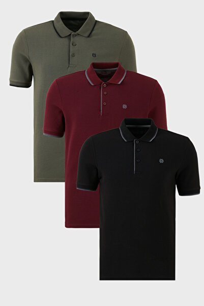 Buratti Βαμβακερή λεπτή εφαρμογή με λεπτομέρεια με κουμπιά γιακά πόλο 3 πακέτ...