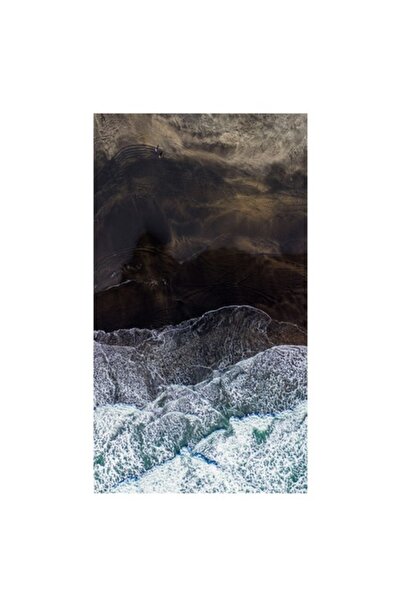 OEM Pictură pe pânză, „Valuri întâlnind nisipul negru”, Valuri, Nisip, Ocean,...