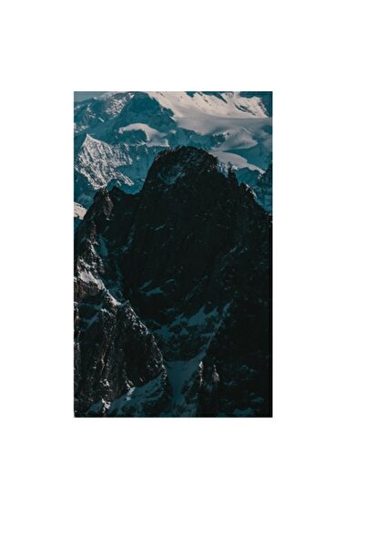 OEM Pictură pe pânză - „Vârfuri albe ale unei zile senine”, Munți, Zăpadă, Cer albastru, Vârfuri, Stânci, 90 x 50