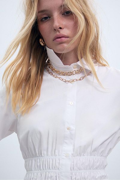 Stradivarius Gathered poplin shirt