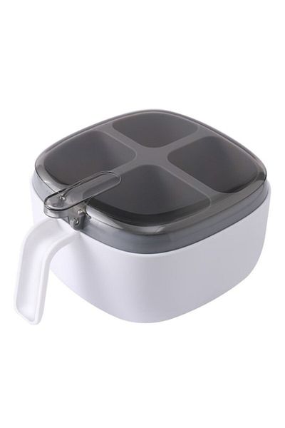 Royal Condiment Container with 4 Compartments and Plastic Spoons