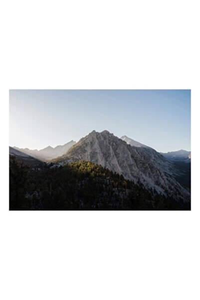 OEM Tablou Canvas, "Lumina diminetii peste crestele muntilor", Munte, Varf, Padure, Rasarit, Umbre, Cer,