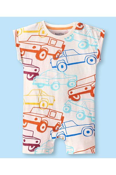 Bonfino 100% Cotton Half-Sleeve Printed Romper (Pack Of 4) - Multicolor