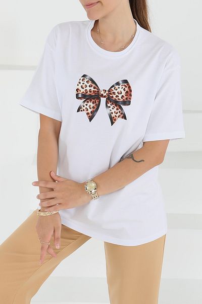 TOFİSA Printed Short Sleeve T-Shirt White - 27501