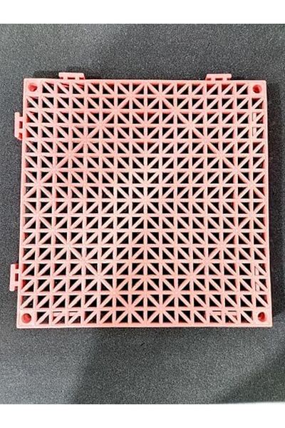 Generic Interlocking Floor Tile, Pink Color, Geometric Grid Pattern, Modular Plastic Floor Panel, Pack of 10