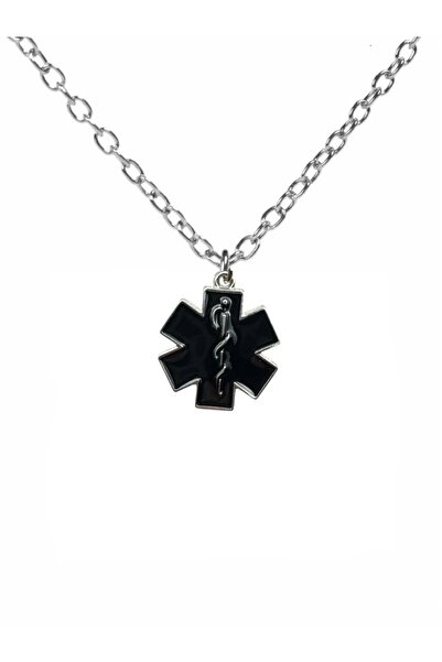 Herşey Nota Black Color Unisex Necklace with Star of Life Figure – 60 cm Chain