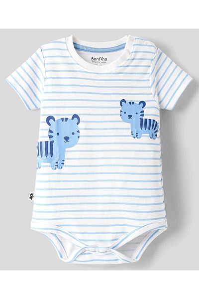 Bonfino 100% Cottons Printed Onesies (Pack of 3) - Multicolor