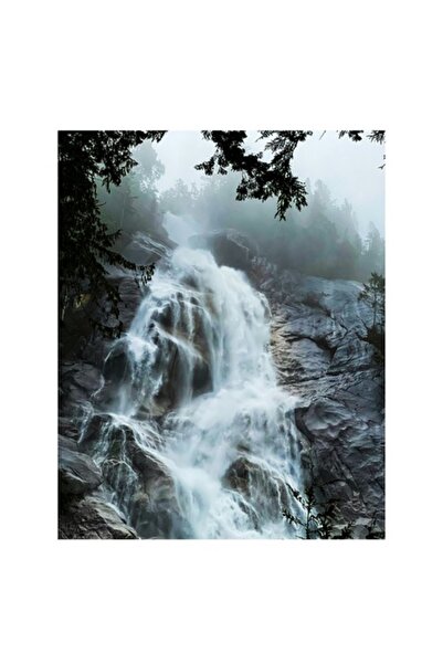 OEM Tablou Canvas, "Cascada navalnica in mijlocul padurii", 100 x 100cm