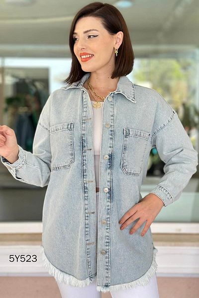 İnce Topuk Tasseled Denim Jacket 5Y523