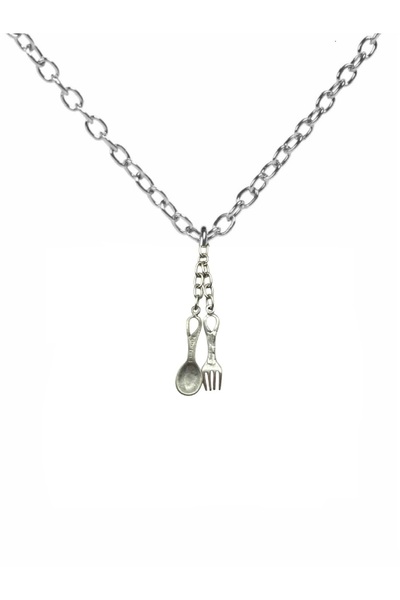 Herşey Nota قلادة على شكل شوكة وملعقة بموضوع الطباخ – إكسسوار معدني للجنسين م...
