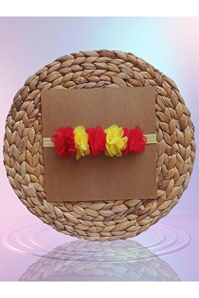 PixyLove Baby Girl Yellow Red Chiffon Floral Bandana Frida Model