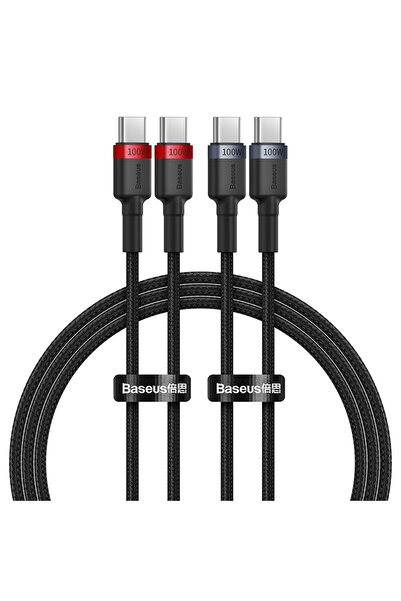 Royal Type-C to Type-C Data Cable ROYAL, Fast Charging 100W, 480Mbps, 1m set 2, G78, Aluminum, Black/Red,