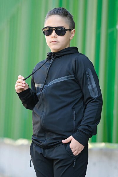 Zaziko Kids Unısex Dalgıç Kumaş Kapüşonlu Eşofman Takımı ESF-600