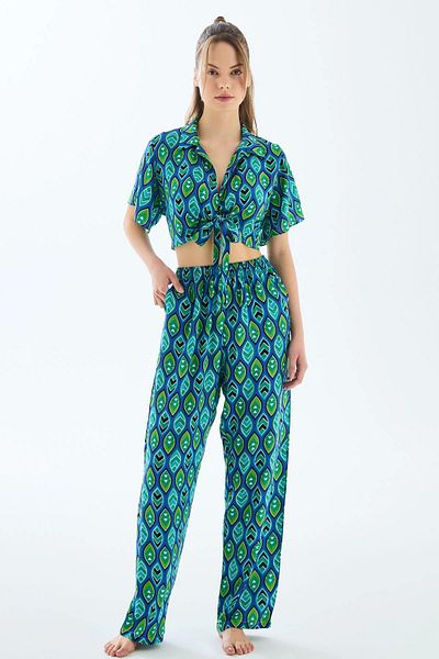 Anıl 11636 Women's Short Sleeve Shirt and Pants Set