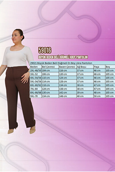 Eslina 59016 Plus Size Crepe Trousers with Button Waist - Mustard