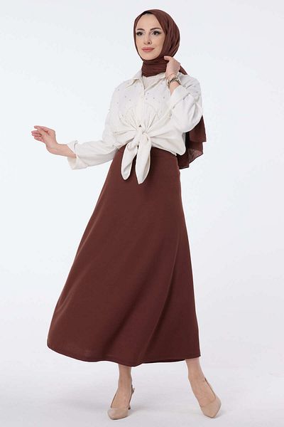 TOFİSA A-Line Skirt Brown - 27075