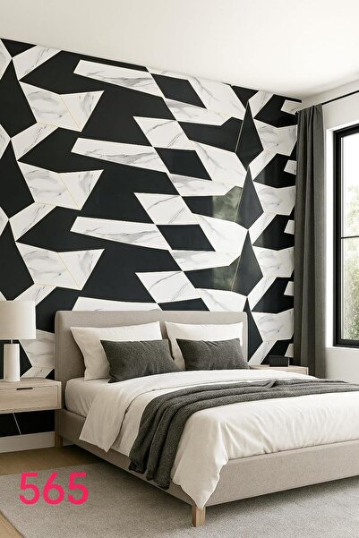 Generic Marble Pattern Wall Sticker, Black and White Geometric Design, Self-Adhesive, Waterproof, 120cm x 30
