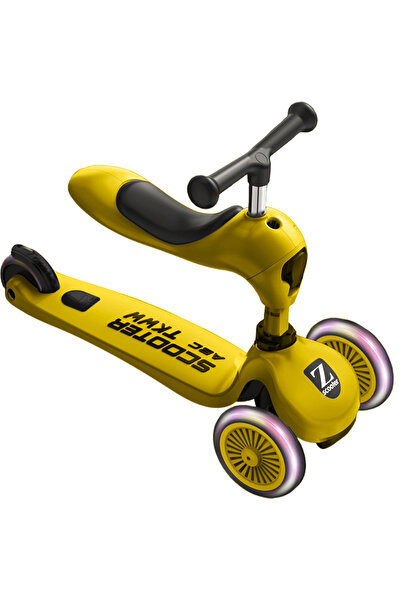 Elindor Trotinetă 2 în 1 pentru copii cu scaun, roți luminoase/strălucitoare,...