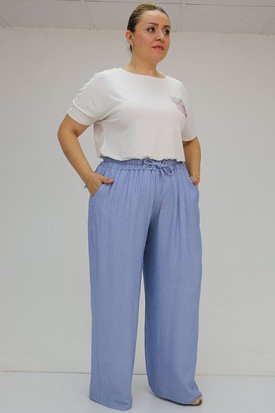 Eslina 59006 Large Size Loose Xons Trousers - Blue