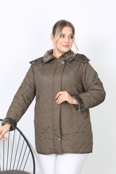 TUTveAL Collection Water Repellent Coat, Quilted, Plus Size, Hooded, with Soft Fur Inside, Winter Coat