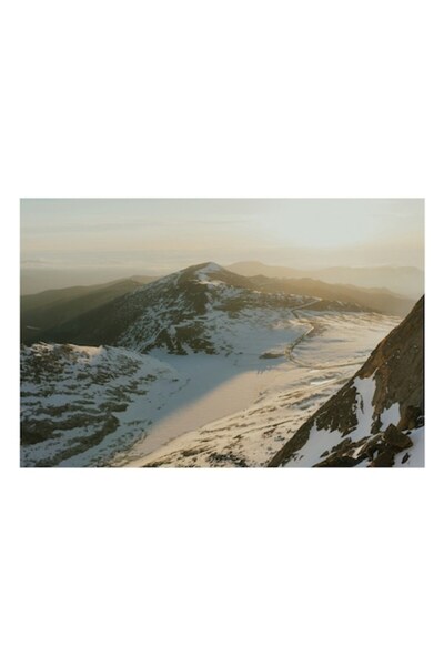 OEM Tablou Canvas, 'Rasarit tacut pe creste inzapezite', Montan, Zapada, Creste, Apus, Lumina, Peisaj, N